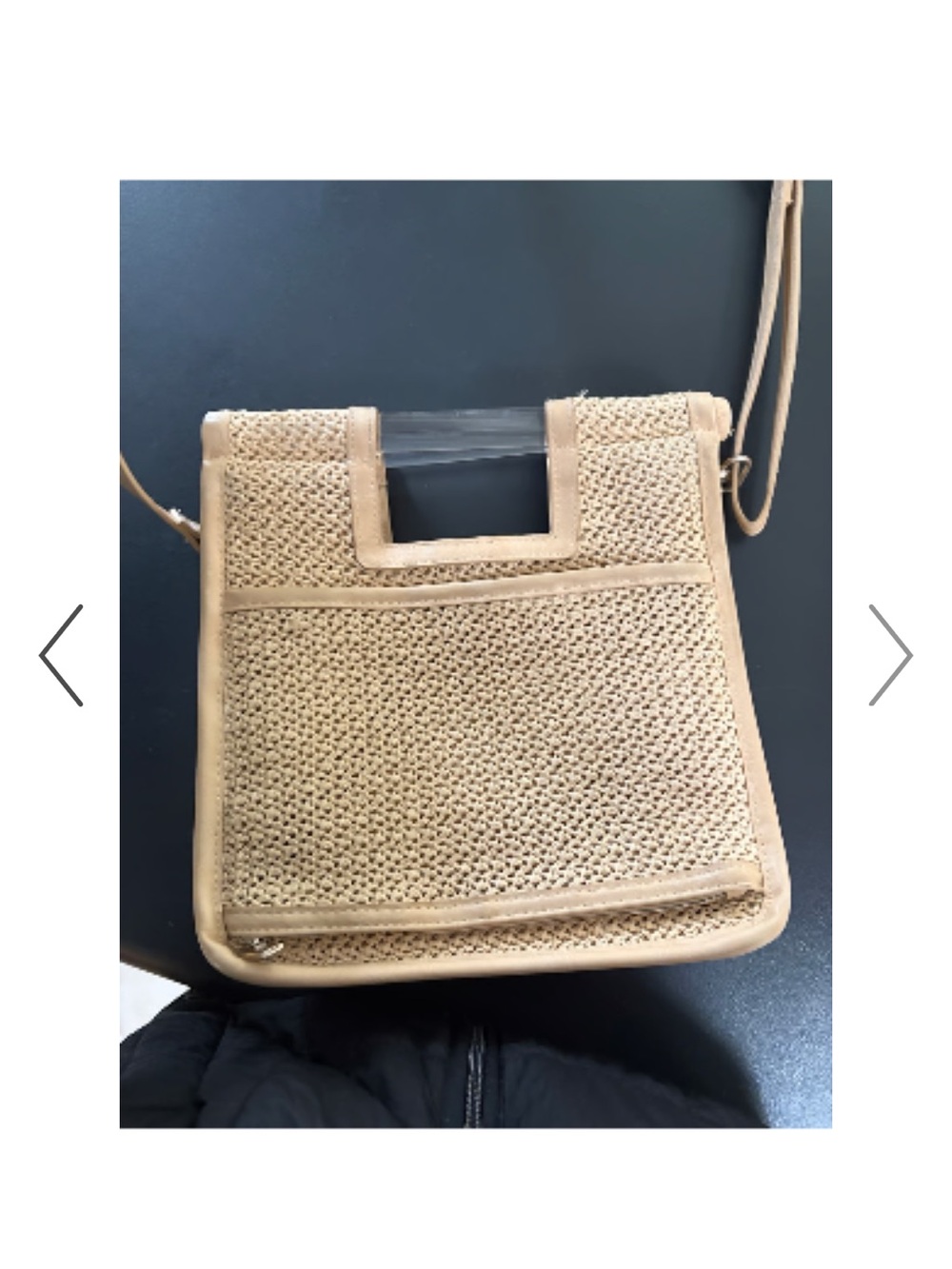 BEIS Tan Woven Crossbody Bag with Square Top Handle